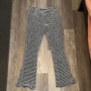 SHEIN Black and White Striped Flare Pants